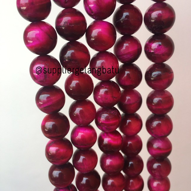 red tiger eye biduri sepah merah mata singa 14mm natural akik bahan batu alam rencengan grosir