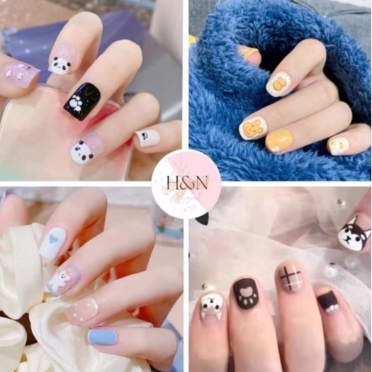 24 Pcs Kuku Palsu Free Lem 2gr / Fake Nail Art / Kuku Palsu 3D Tahan Air / Kuku Palsu Motif / Kuku Motif / kuku animal / JP 3100 SERIES