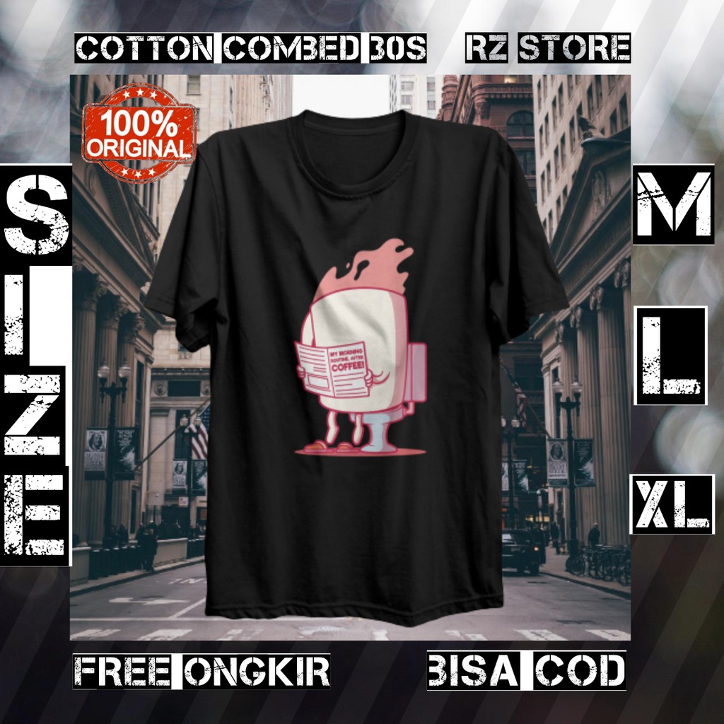KAOS PRIA T SHIRT KAOS DISTRO PRIA PECINTA KOPI MY MORNING ROUTINE ORIGINAL DTG PREMIUM BERKUALITAS
