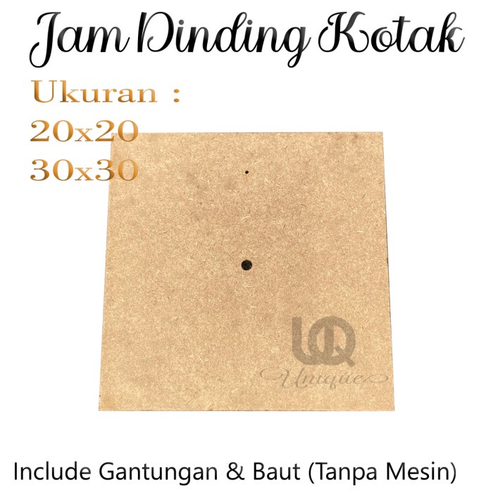 Jam Dinding Kotak Polos - Jam Kayu MDF Persegi Empat 4 20cm 30cm