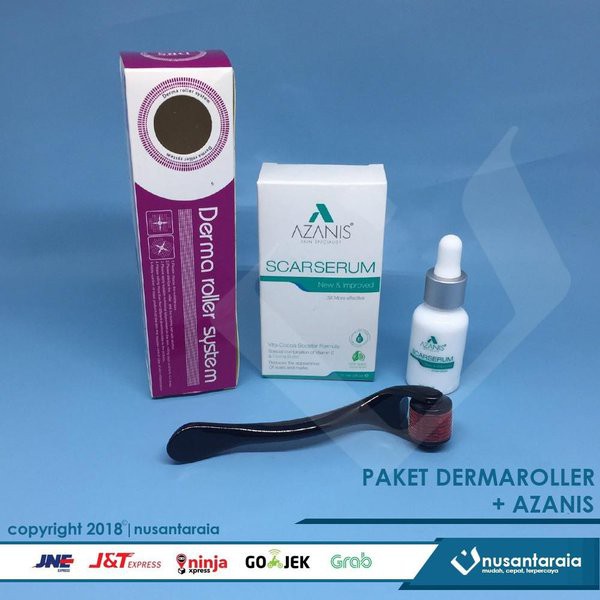 Promo      PAKET DERMA ROLLER . AZANIS untuk wajah bopeng bekas jerawat scar cacar      Murah
