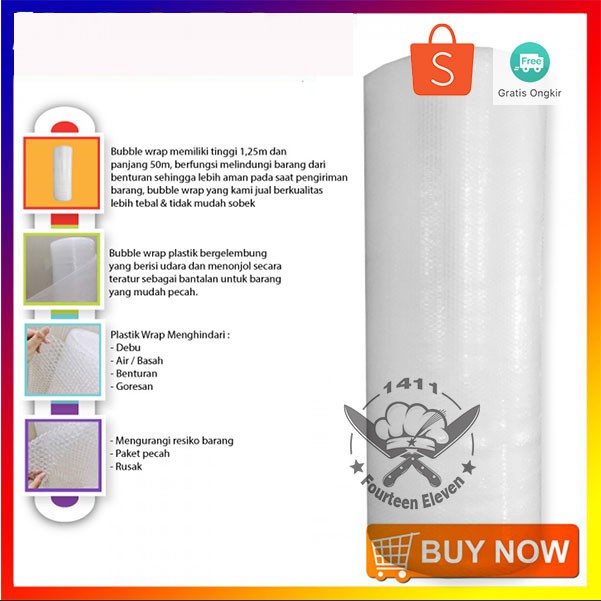 

Buble wrap / Bubble pack (packing) / wrap (wrapping) / Buble wrap packing rol U : 1,25m x 50m murah