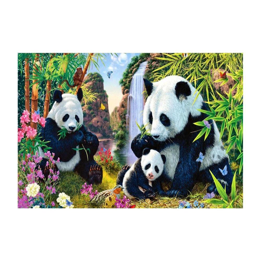 Lukisan Sulaman Berlian 5d Jahitan Bersilang Desain Lucu Panda Diy