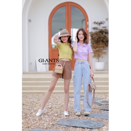 ATASAN GIANTS BASIC MODEL CROP KERAH KANCING AKTIF/BAJU CROP BANGKOK(BJGB322)