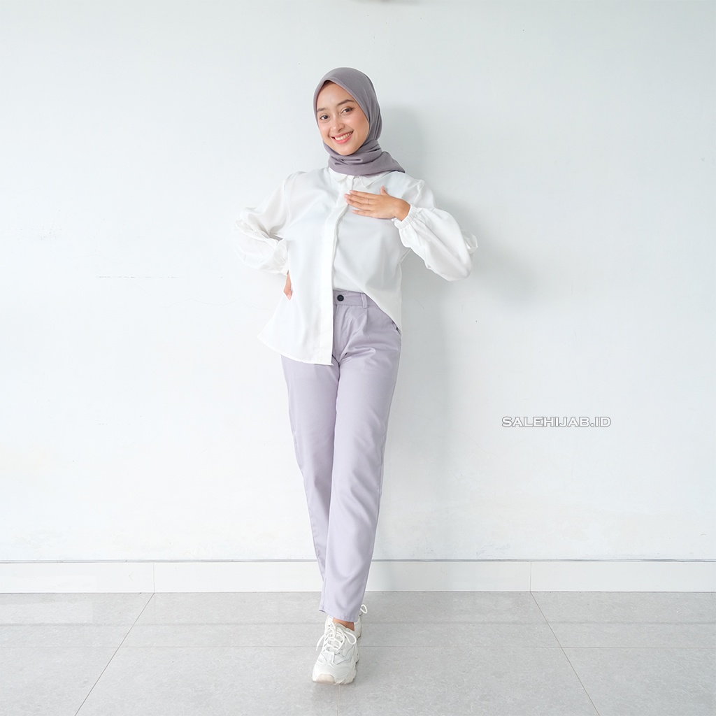 BAGGY PANTS AMERICAN DRILL (celana beggy panjang bagy wanita)-ABU MUDA