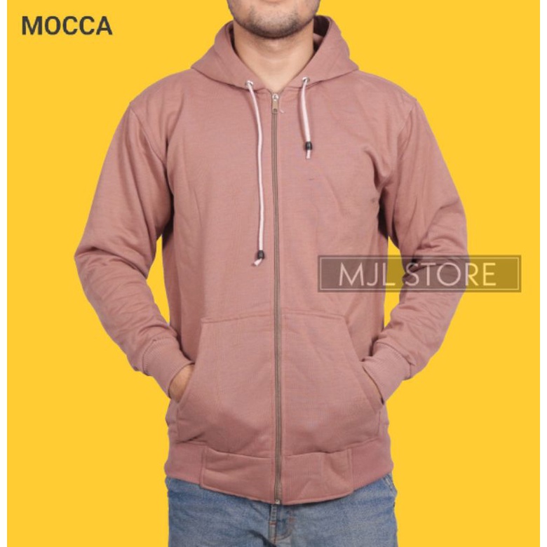 (Promo) Jaket zipper polos L,XL,XXL pria wanita mocca mjl store