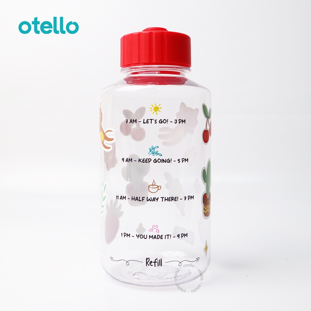 Otello Botol Minum Transparan 1 Liter Carl Motivasi Tumbler 1L Anak Motif Desain Lucu