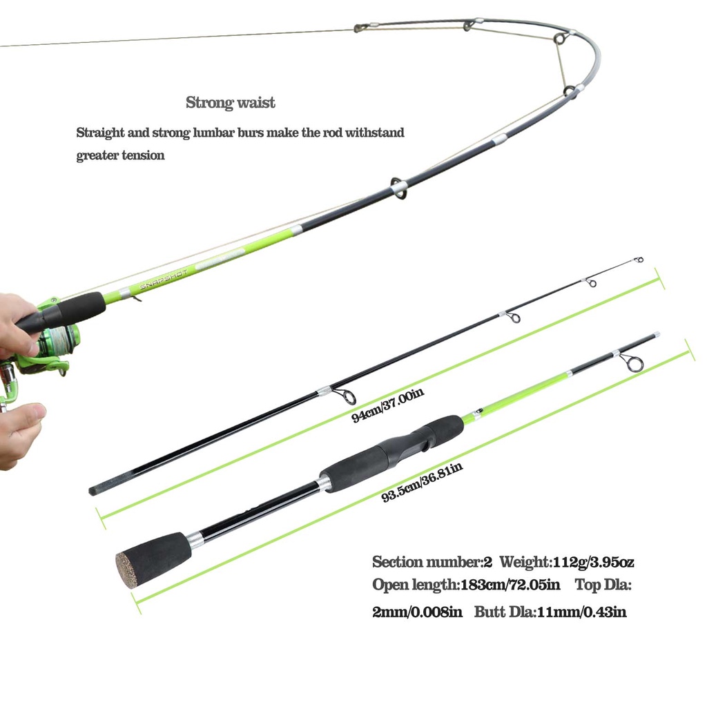 Joran Pancing Pancing berputar Pegangan EVA Baitcasting Tahan Aus Kekuatan Tinggi Pancing Ringan 2 Bagian Fishing Tackle untuk Air Tawar Sungai Danau Joran Pancing