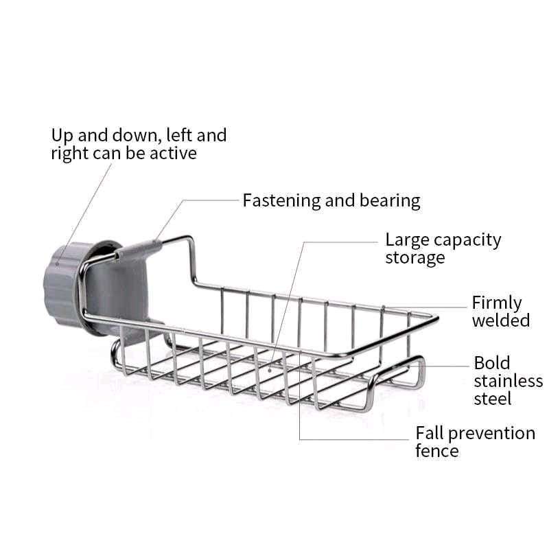 Rak Stainless spon Dapur sink tempat sabun spons kawat stenlis utk di kran bak cuci piring