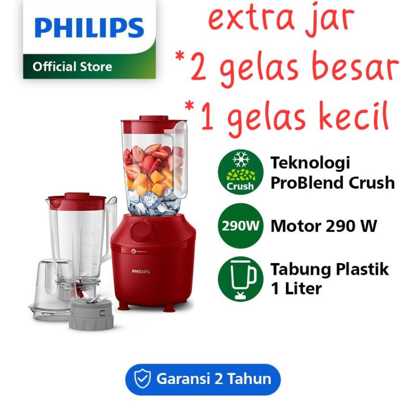 Blender  philips hr2221 plastik 2liter  hijau abu merah New,Garansi resmi + Bonus