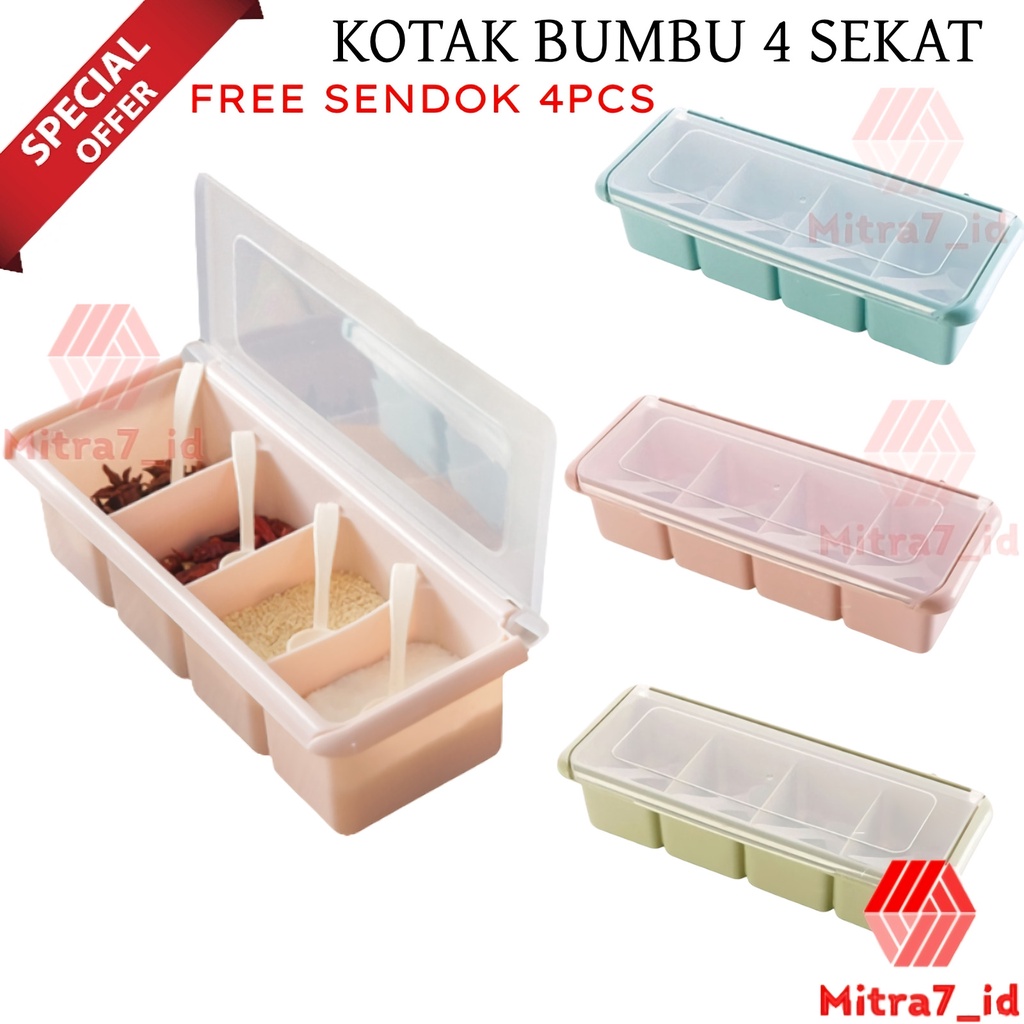 Jual M Kotak Bumbu Dapur Sekat Model Panjang Tempat Bumbu Garam Dapur Sekat Skat