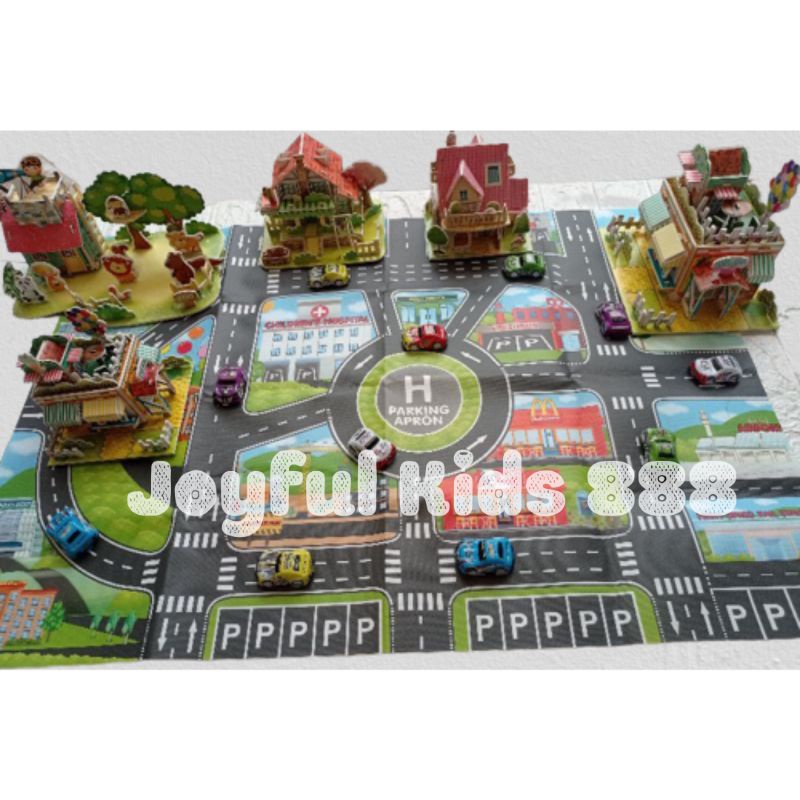 Alas Mainan Peta Jalanan Anak / Peta Jalan Perkotaan / Urban Road Map / Alas Lantai Mainan Playmat / Map Dino Park / Peta Pedesaan