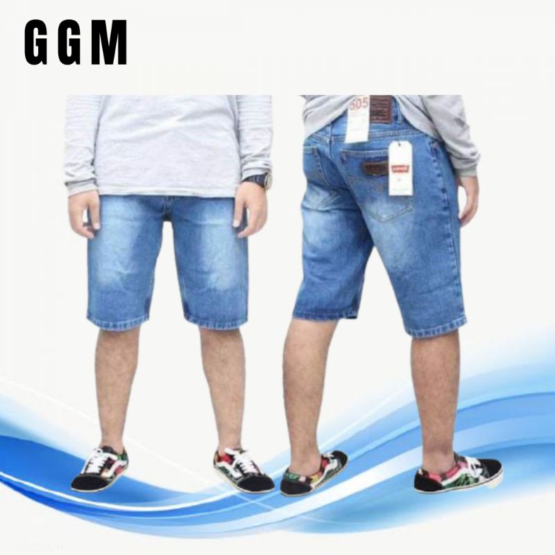 [READY] Celana Pendek Pria Levis Motif lepis polos hitam distro murah jumbo jeans sobek robek big si