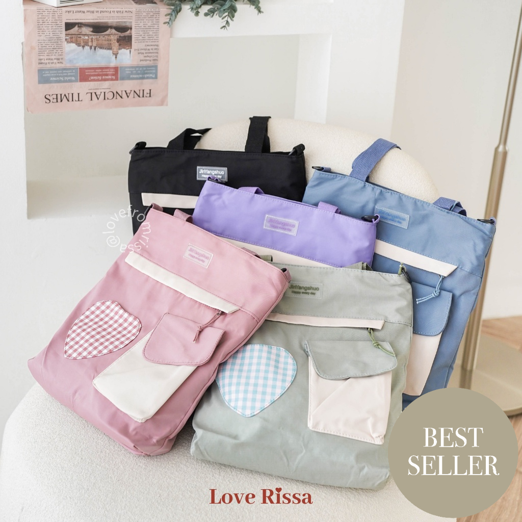 Tas Sarang Tas Korean Style Tas Selempang Tote Bag Tas Ransel 3 in 1 Solid Color Love Rissa