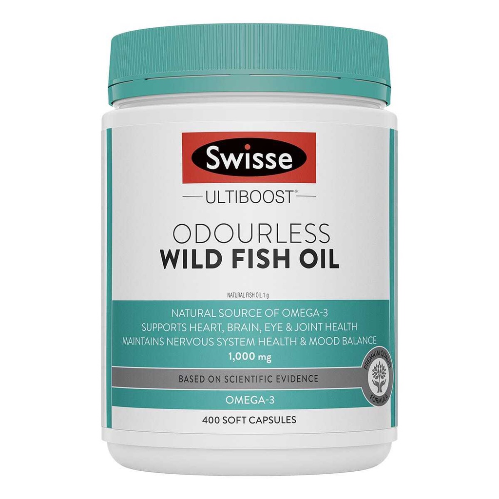 Swisse Odourless Wild Fish Oil 1000 mg 200 - 400 Capsules