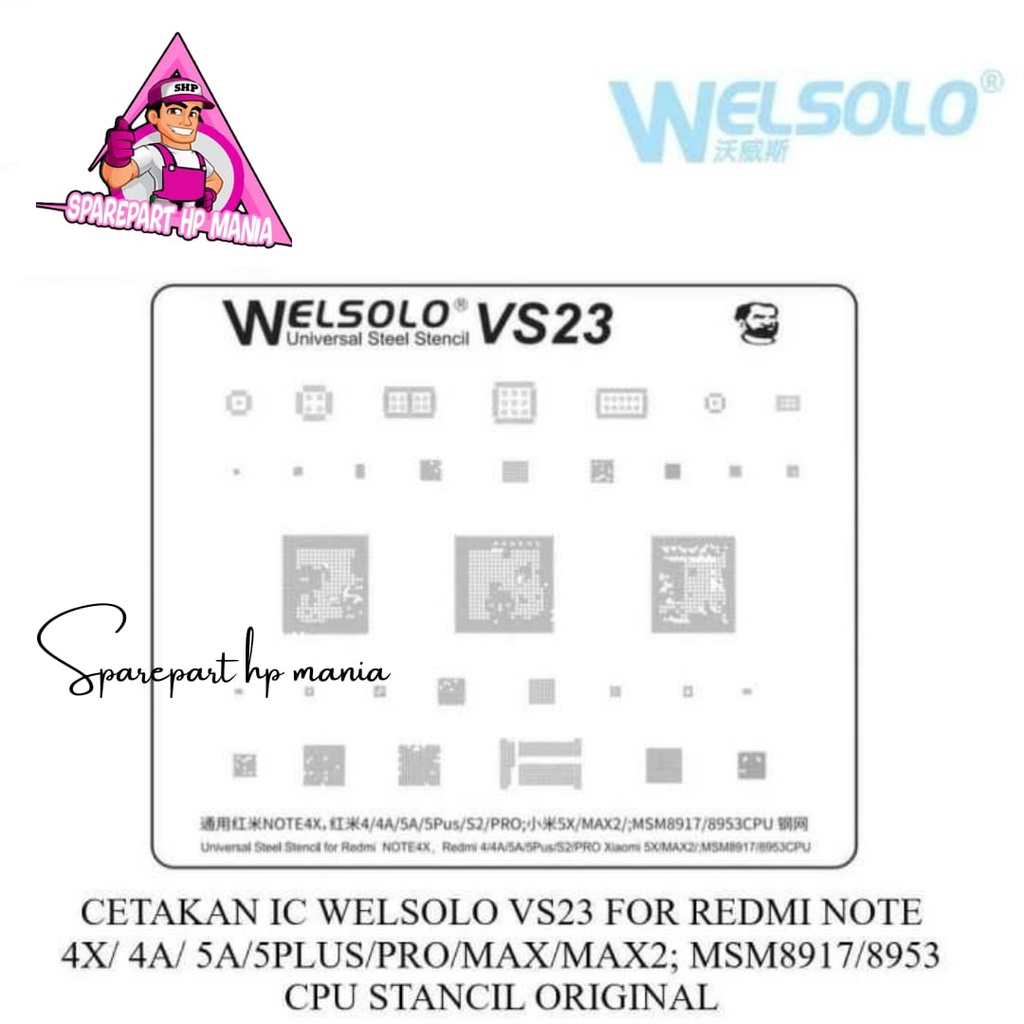 PLAT WELSOLO VS23 CETAKAN BGA IC CPU MSM8917 MSM8953 FOR REDMI NOTE4X/5A/4A/5 PLUS/PRO/MAX/MAX 2ORIG