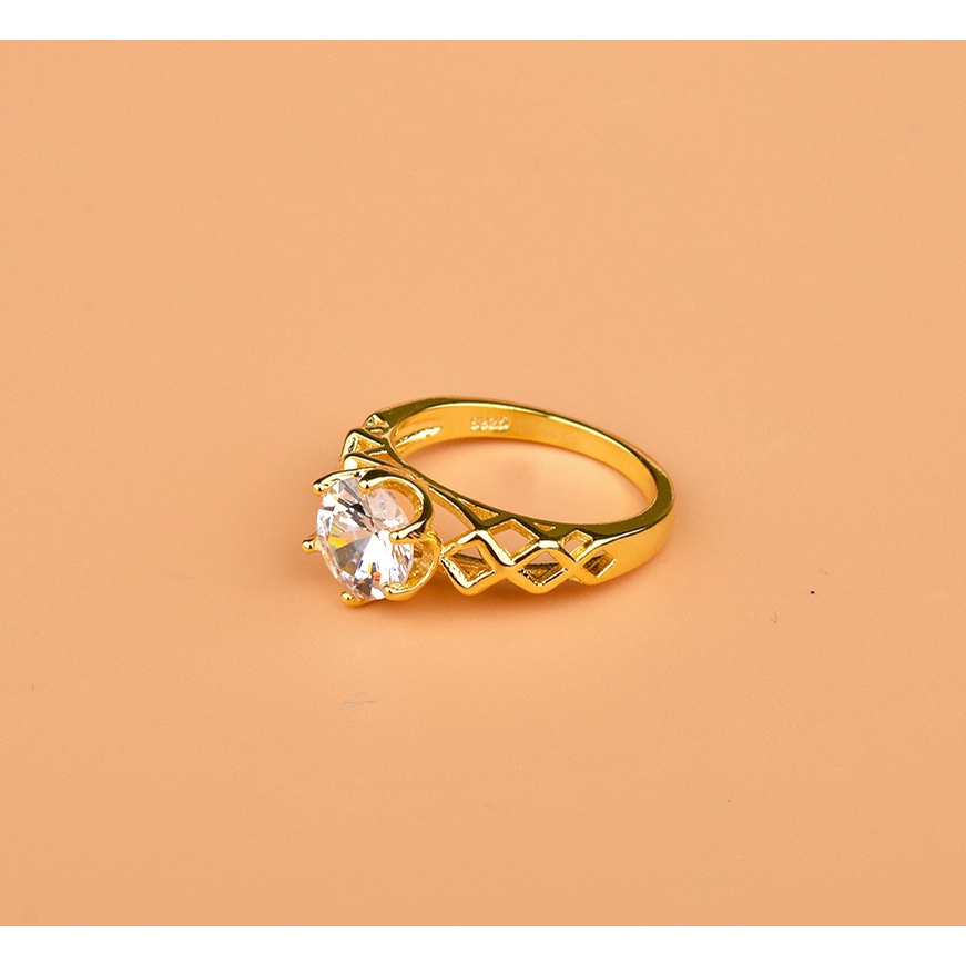 Cincin Bahan Sterling Silver 925 Warna Rose Gold Untuk Wanita Jza038