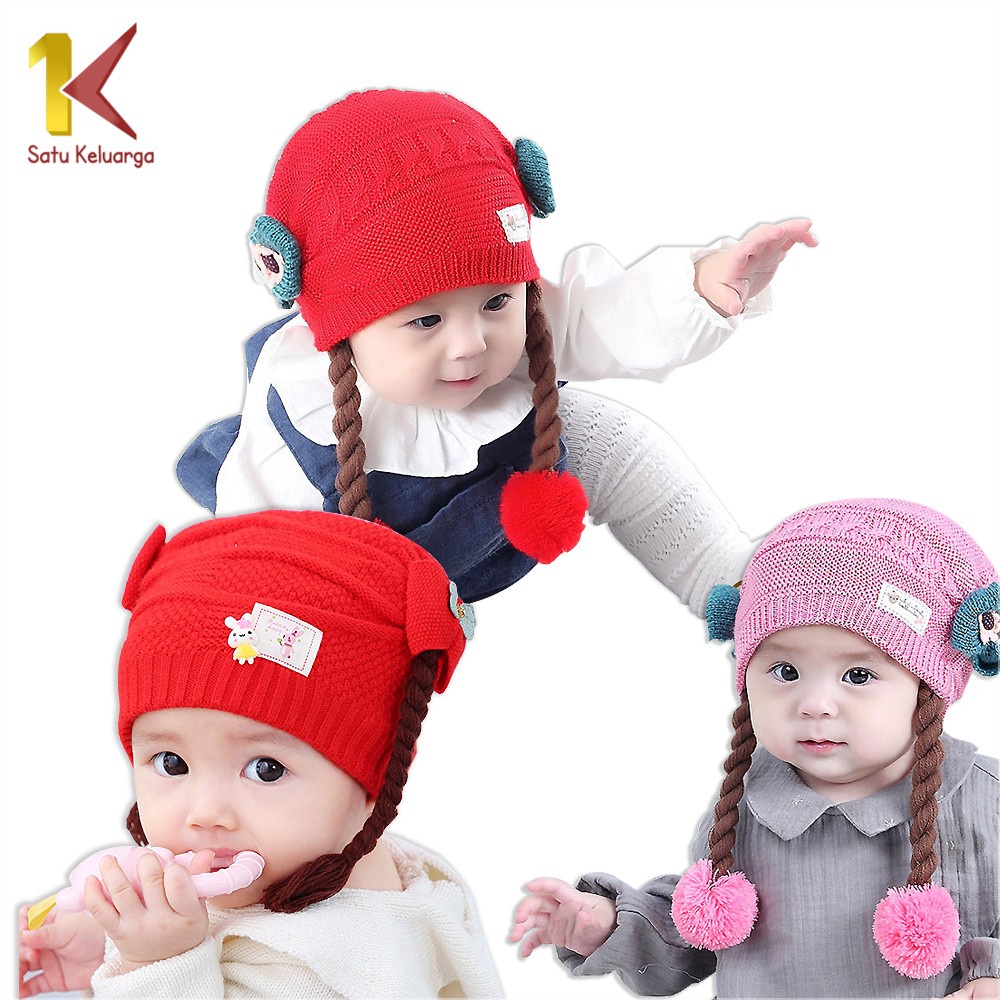Satu Keluarga Topi Anak Perempuan P19-21 Topi Bayi Kupluk Rajut Imut Lucu / Baby Hat Wig