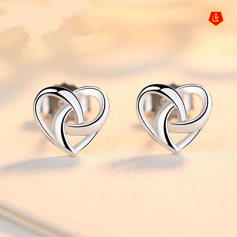 [Ready Stock]Ladies Temperament Simple Heart-Shaped Ear Studs