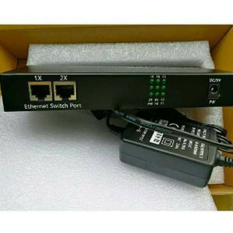 Media Converter 6 Port FO 2 Port Lan - Fiber Switch Optic 6 SC 2 RJ45 (With Adapter)
