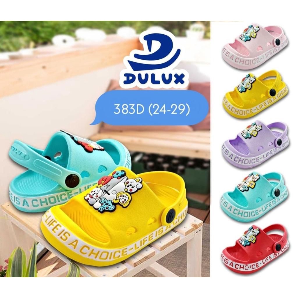 DX-383D Sandal Selop Anak Perempuan / Sandal Selop Karet Anak Cewek Motif BT21 Dulux Ukuran 24-29