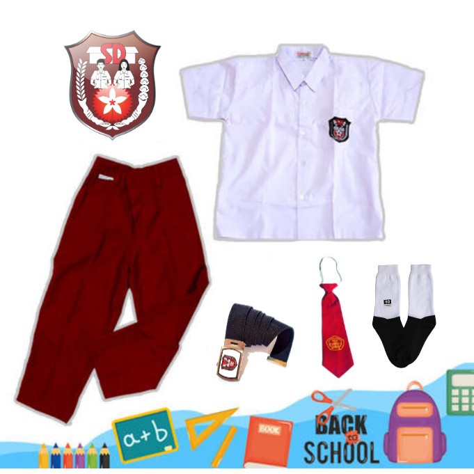 Baju sekolah sd merah putih setelan anak laki laki pendek panjang