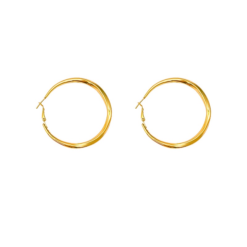 Anting Bulat Besar Simple Bahan Sterling silver 925 Untuk Wanita