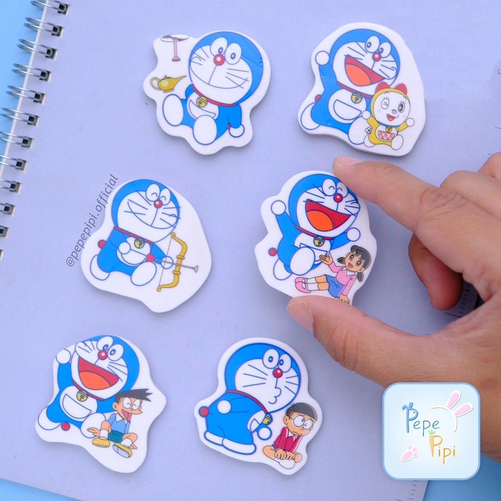 Penghapus Doraemon 2D Eraser Setip Stip Karet Hapusan Pensil Karakter