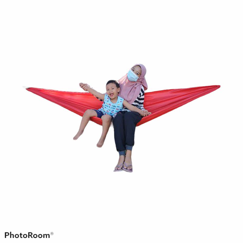 Hammock kain 2lapis hammock gunung bonus tali webing 2pcs