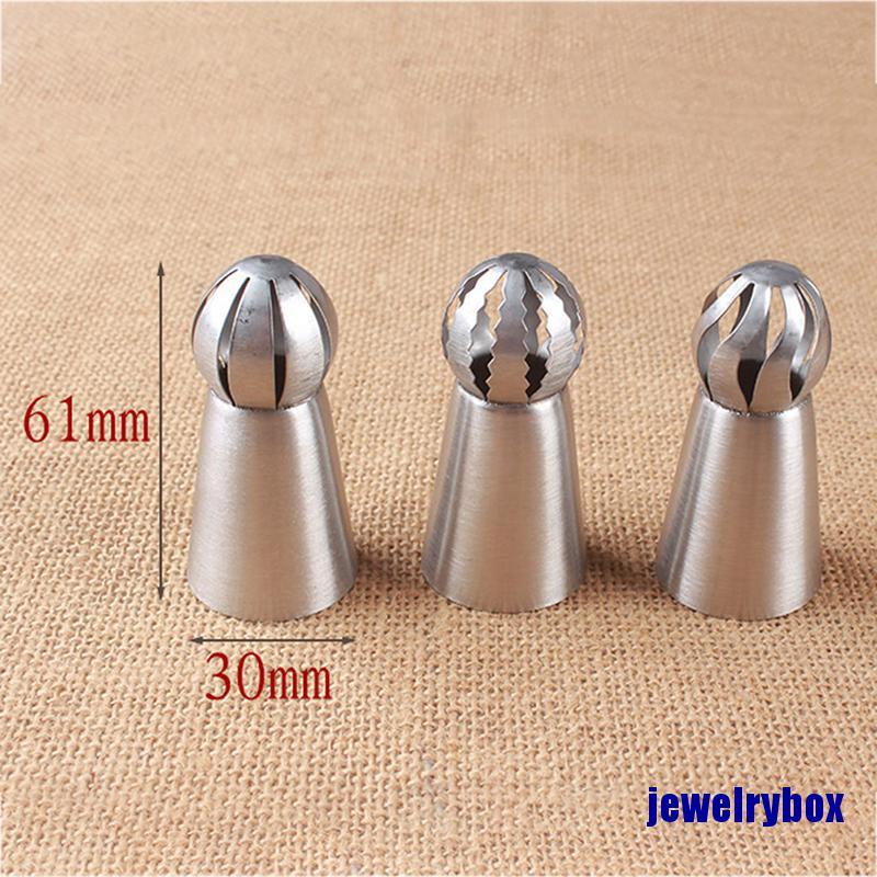 3 Pcs / set Nozzle Icing Piping Bentuk Bunga Rusia Untuk Dekorasi Kue