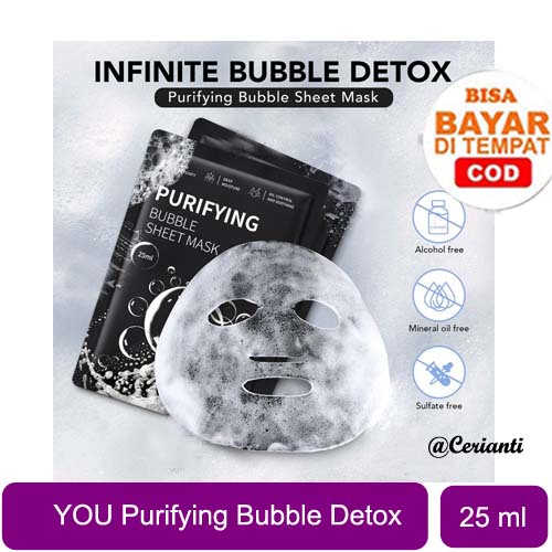 [BPOM] YOU Bubble Detox Purifying Bubble Sheet Mask | Charcoal 25ml | Y.O.U Skin Detoxify