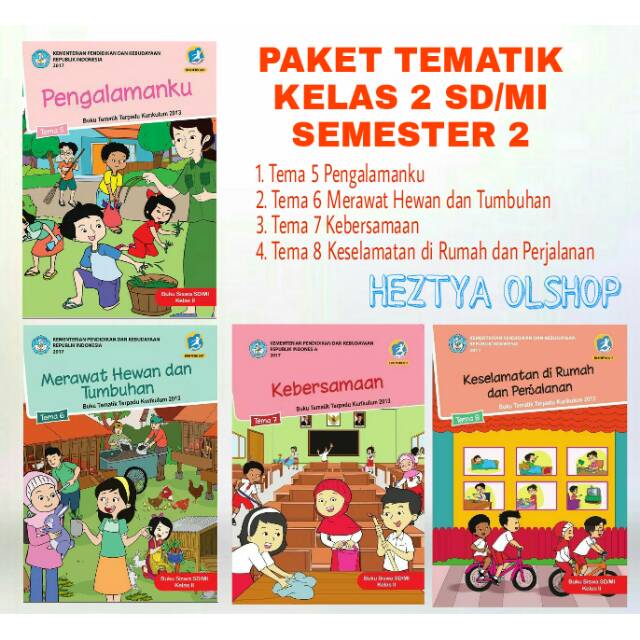 Buku Paket Tematik Kelas 2 Sd Mi Tema 5 6 7 8 Semester 2 Shopee Indonesia