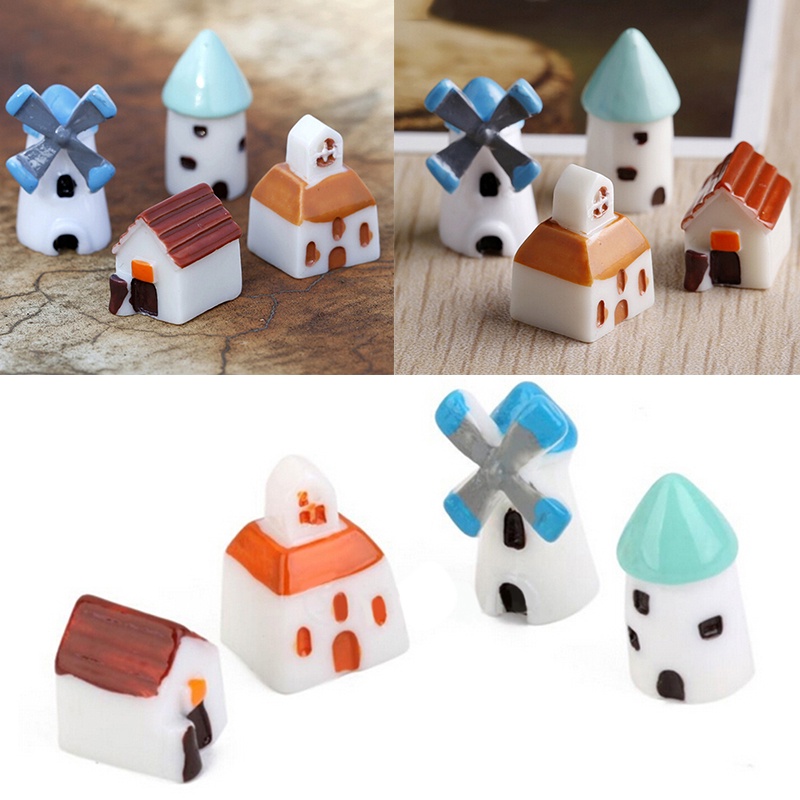 4pcs / set Miniatur Kincir Angin Mini Untuk Dekorasi Taman Peri / Rumah Boneka