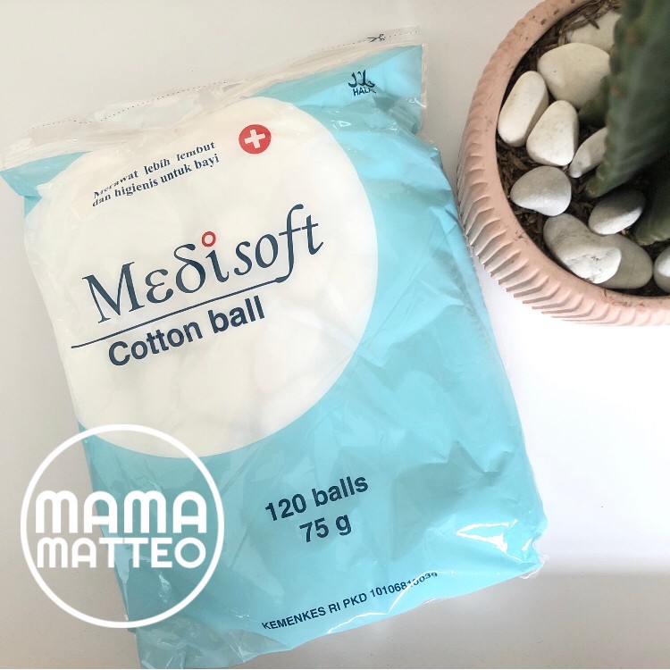 MEDISOFT COTTON BALLS / KAPAS BULAT Bayi Bulet 75gram biru isi 120pc Bandung