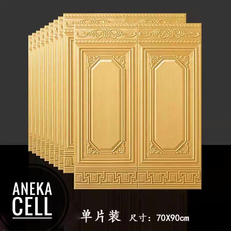 READY SEMUA WARNA [TEBAL] Wallpaper 3D Foam Tembok Dinding Motif Pintu Jendela/Stiker Foam 3D Dinding Dekorasi Ruangan-Dinding ~ Giok Gold