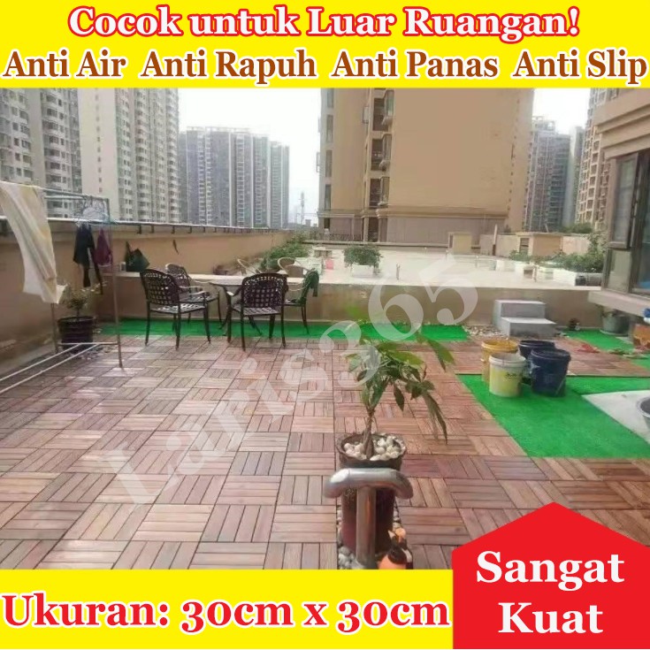 Decking Tile Papan lantai Kayu Luar Ruangan Anti Air Anti Panas Anti Slip Anti Rapuh