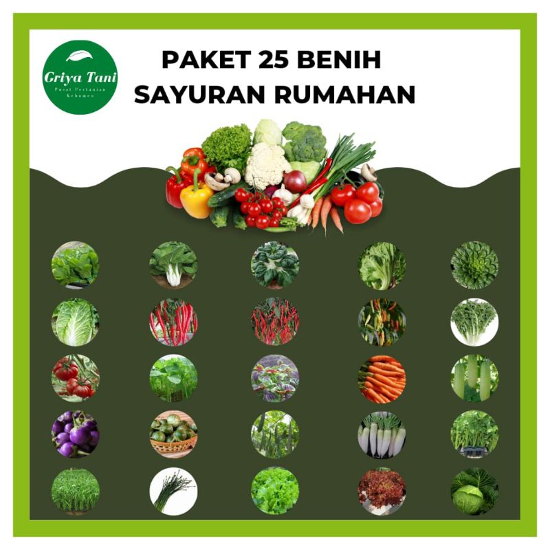 Bibit Sayuran Benih Paket Lengkap 25 Macam Benih Sayuran Paket Murah Pemula 30 Hari Panen Benih Bibit Sayur Lengkap Unggul Berkualitas Premium Seed Benih Unggul Griyatani Store Kebumen Kangkung Cabe Sawi Selada