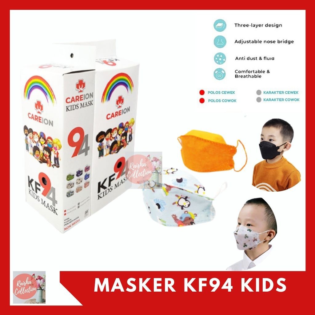 Rc [ Isi 1PCS] Masker KF94 Kids Motif Anak Earloop 4Ply  Disposable Mask Tali Kuping Model Evo Korea