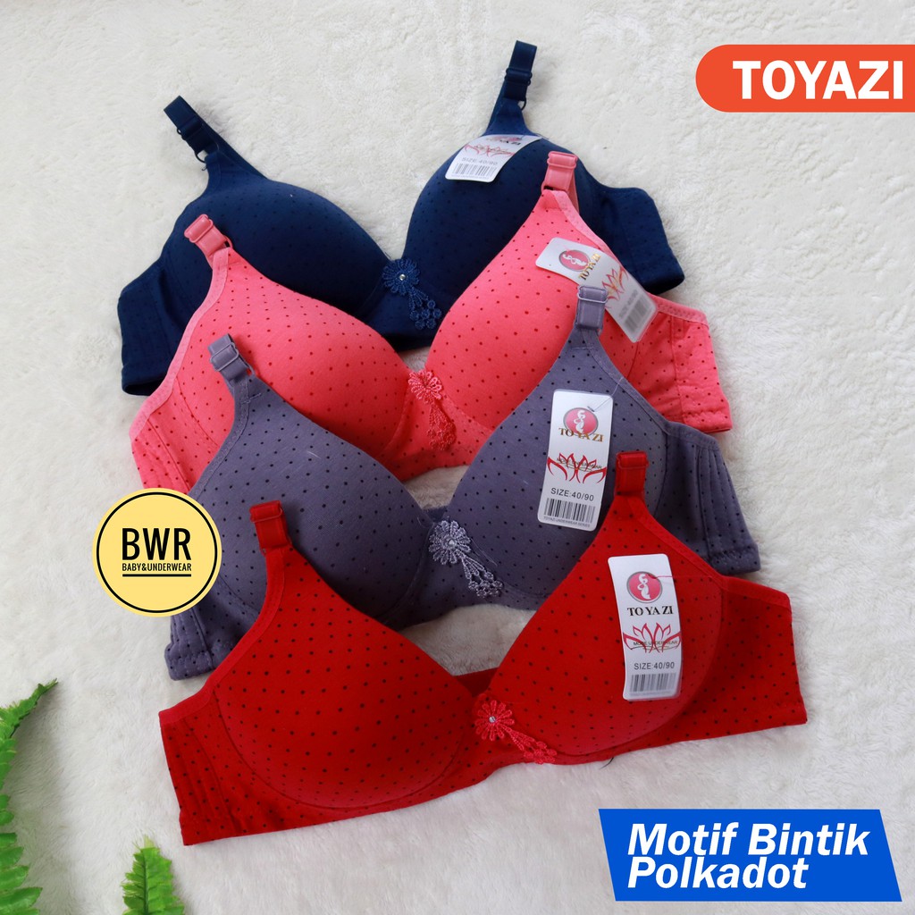 BH TOYAZI Bintik | Bra Busa Tanpa Kawat Kancing 3 Motif Polkadot BINTIK kecil - Bwr