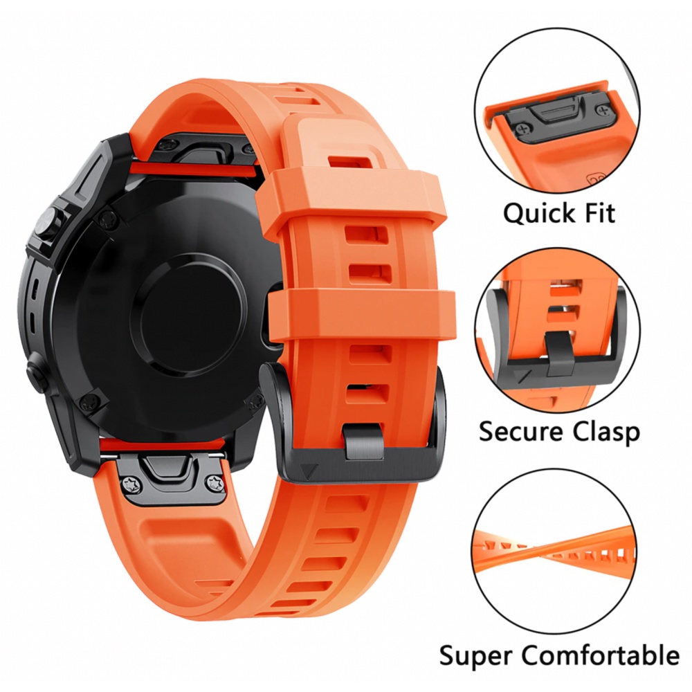MF7 Strap Garmin Fenix 7x 51mm - Tali Jam Tangan Quick Fit 26mm Rubber Silikon Sporty