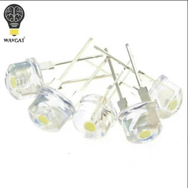 Led strawhat 8mm superbright led senter putih merah biru