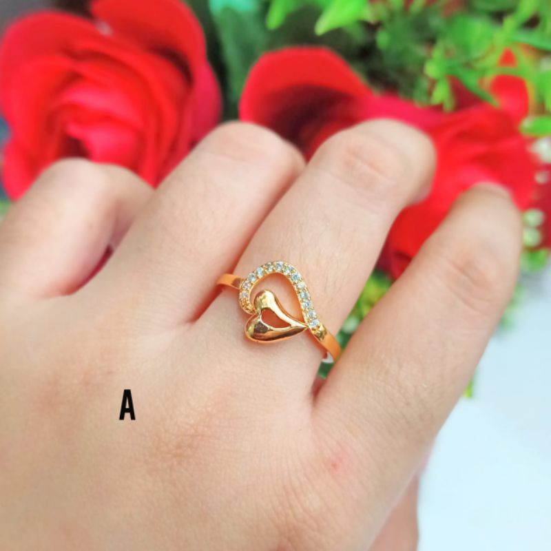 TERBARU CINCIN WANITA DEWASA TITANIUM LAPIS EMAS 22 K GOLD ANTI KARAT