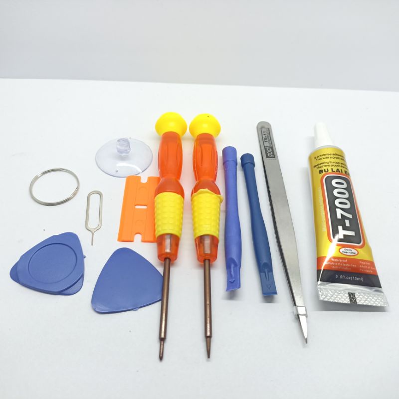 Obeng Service Hp Tools Kit Hp 10 In 1 + T7000 15 Ml Hitam Sepaket Bisa Buat Semua HP