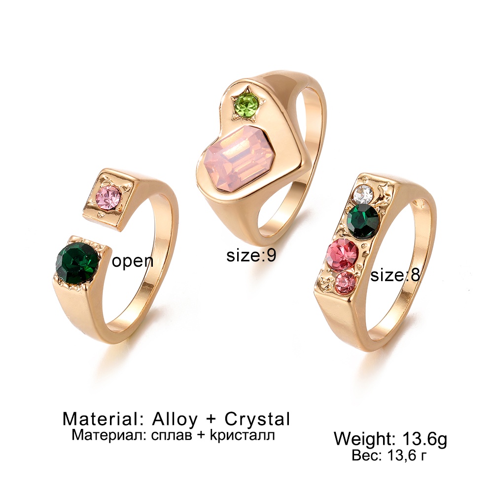 6pcs / Set Cincin Kristal Resin Gaya Punk Kpop Untuk Pria Dan Wanita