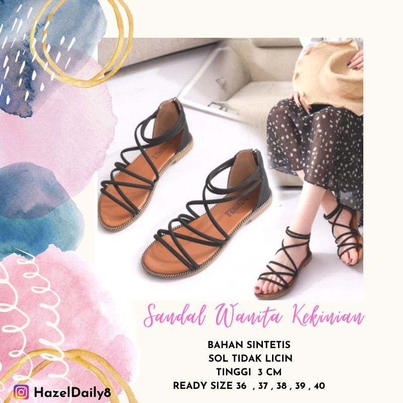 sandal cewek terbaru / sandal cewek kekinian / sandal teplek / sandal pesta sandal teplek flat tali 