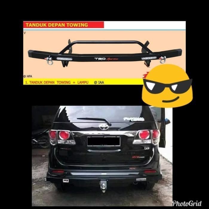 Paket tanduk mini model lampu + towing ARB mobil Fortuner