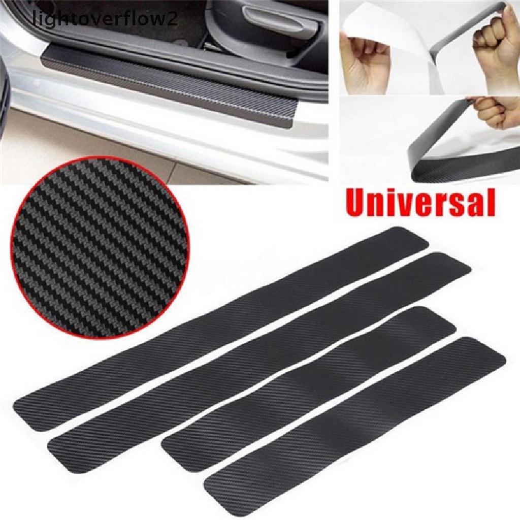 (Light2) 4pcs Plat Sill Pintu Mobil Bahan Karbon Fiber