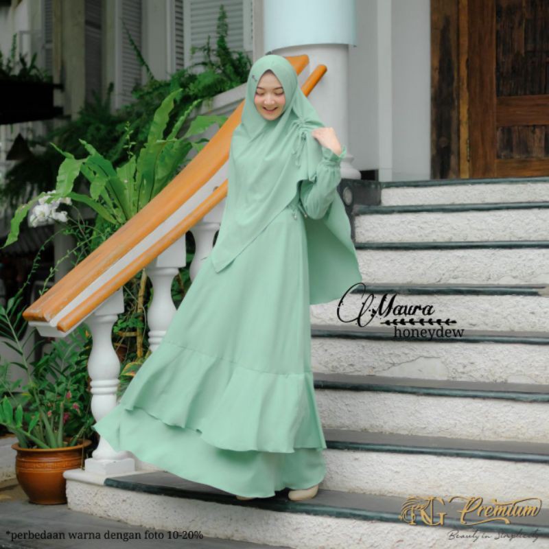Gamis Syari Khimar Syari Original MAURA BY NARARYA warna Honeydew