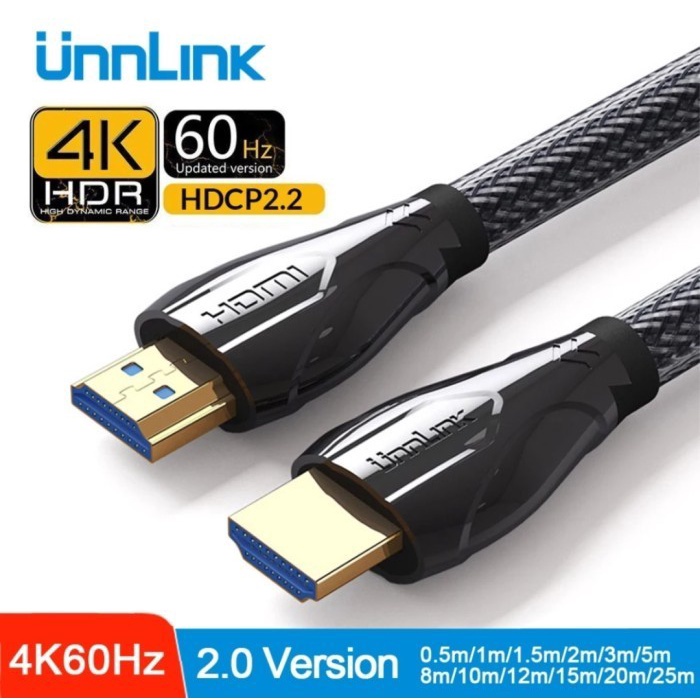 UNNLINK 4K 60hz HDMI v2.0 Cable 18gbps AWG28 HDR2 HDCP2.2 DELUXE 1.5m BEST SELLER