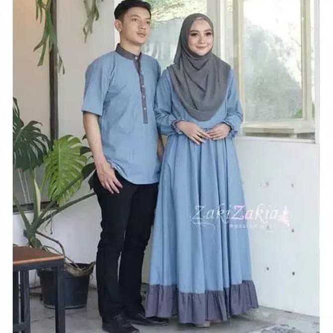 Syahrilmarbun88 Baju Couple Seragam Pasangan / Baju Sarimbit Zakia Copel Biru Muda